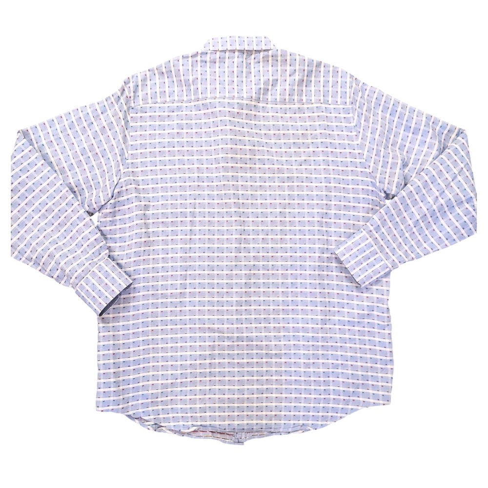 Bugatchi Men's XXL‎ Shirt Classic Fit Blue Check Grid Multicolor Dot 100% Cotton - Picture 6 of 6
